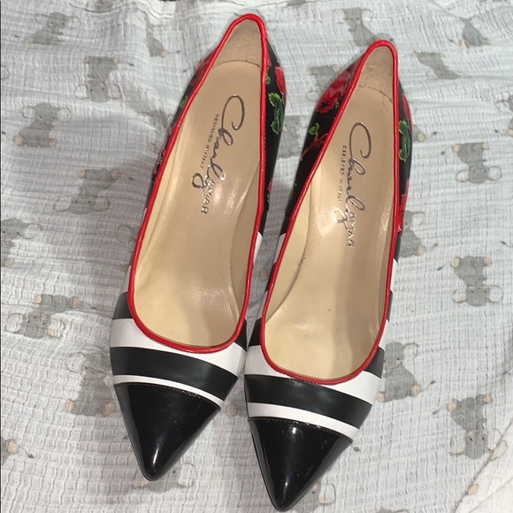 Charly Amar Roses and Stripes Designer Shoes - Picture 5 of 5